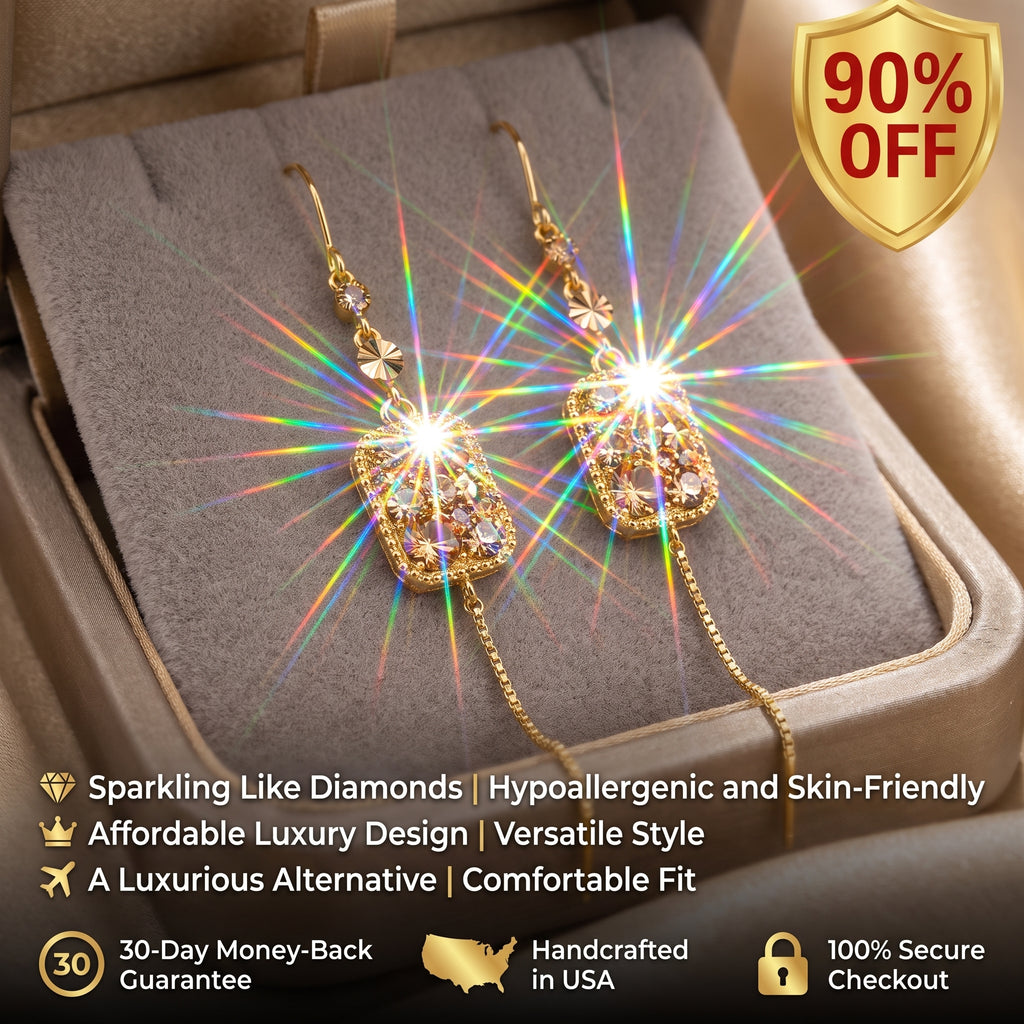 ⚡ 90% OFF Flash Sale:The Golden Cascade: Radiant Moissanite Tassel Drop Earrings