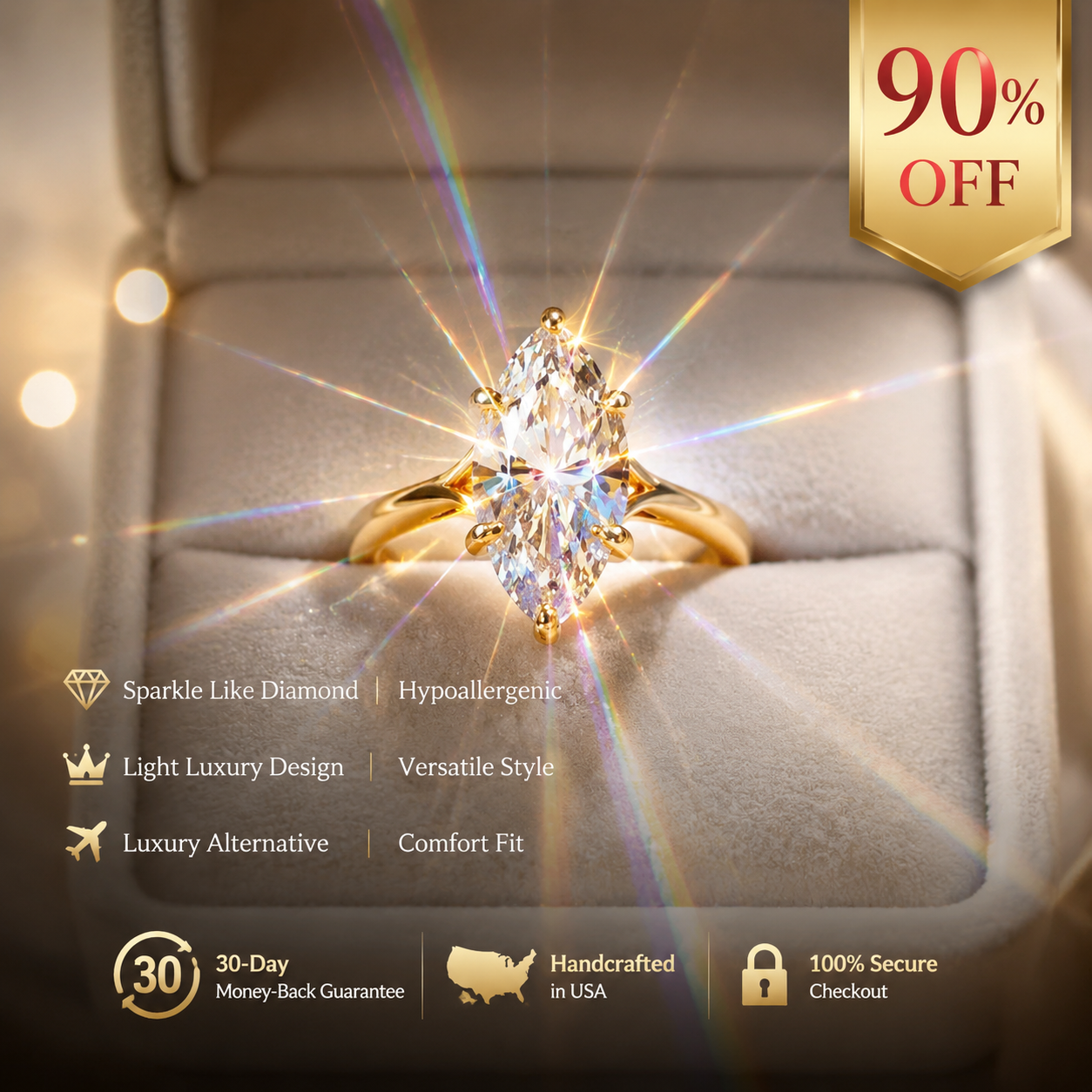 ⚡ Oferta Relámpago 90% OFF: Anillo de Moissanita Corte Marquesa de Lujo Ligero