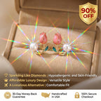 The Ivory Elegance: Enamel Tulip & Luminous Pearl Studs- 90% OFF Flash Sale🔥