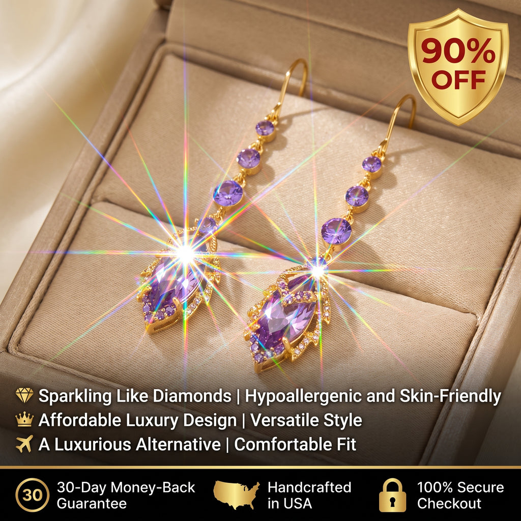 The Amethyst Cascade: Moissanite Marquise Drop Earrings- 90% OFF Flash Sale🔥