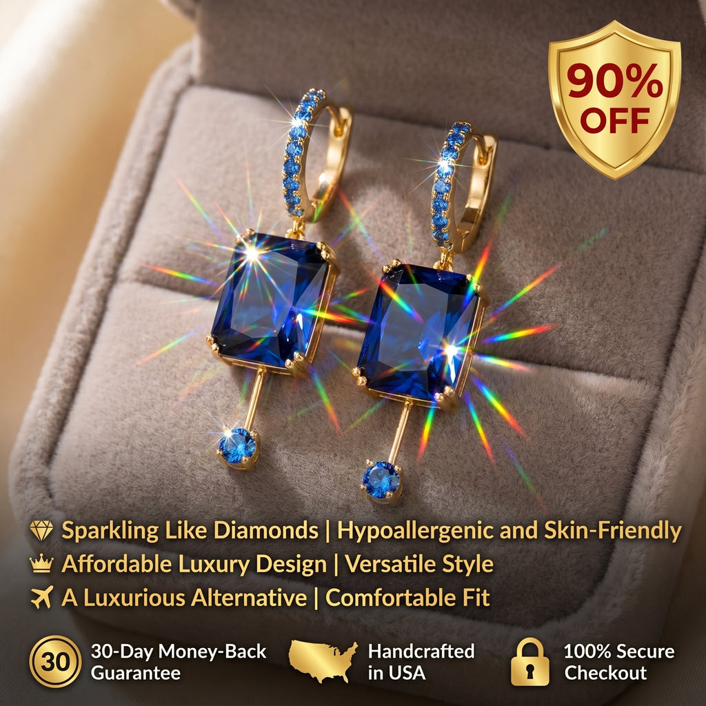 ⚡ 90% OFF Flash Sale: The Royal Midnight: Sapphire-Hued Moissanite Drop Earrings