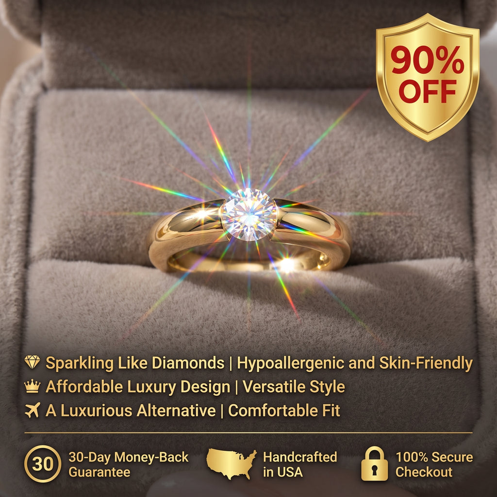 🔥90% OFF Flash Sale:The Modern Classic: Sleek Solitaire Moissanite Ring
