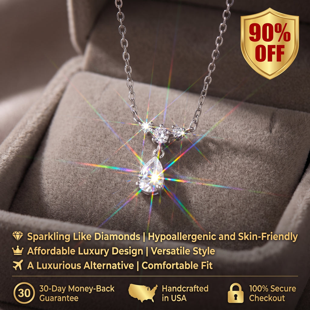 ⚡ 90% OFF Flash Sale: The Eternal Tear: Moissanite Pear-Drop Pendant Necklace