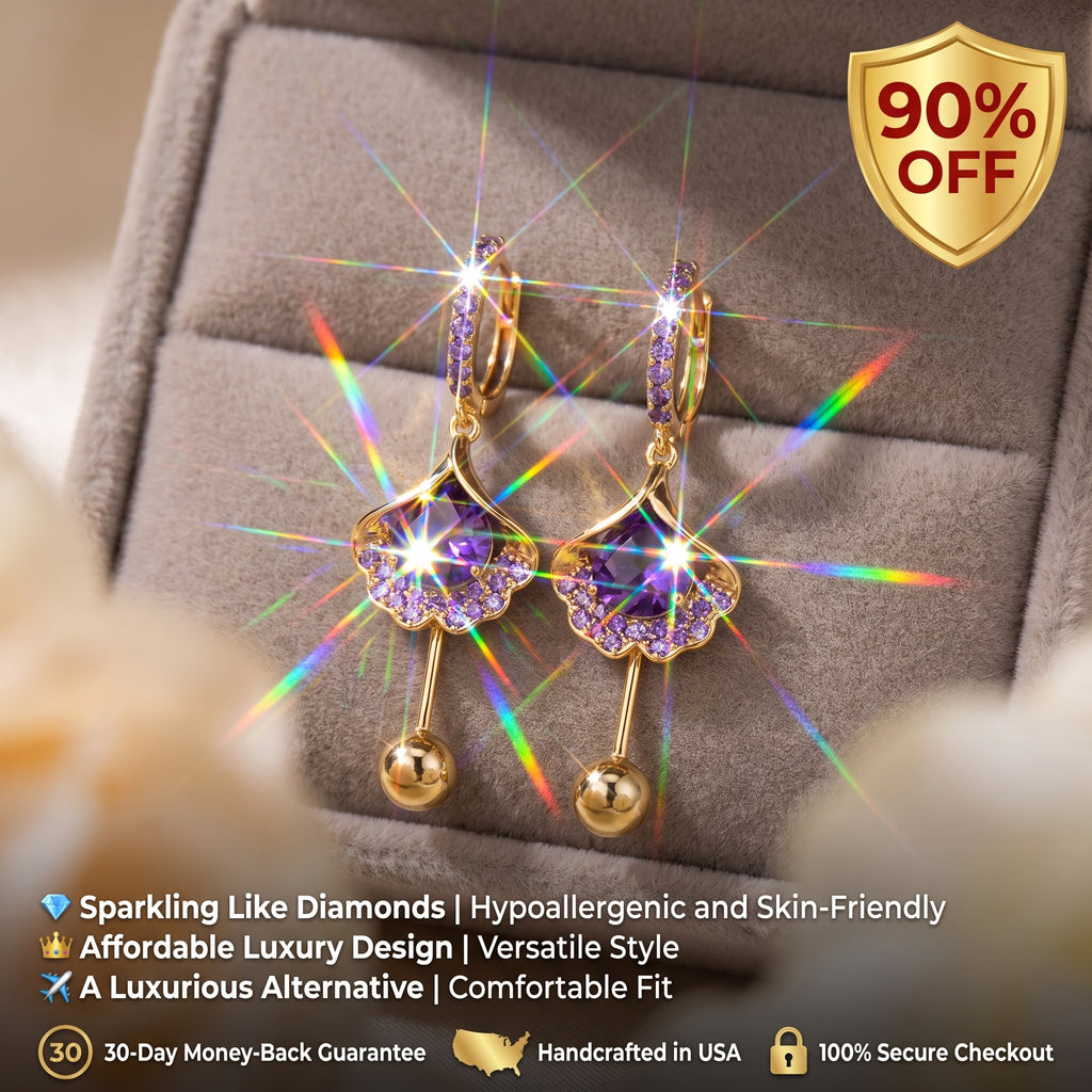 The Amethyst Fan: Luminous Purple Drop Huggie Earrings-90% OFF Flash Sale🔥