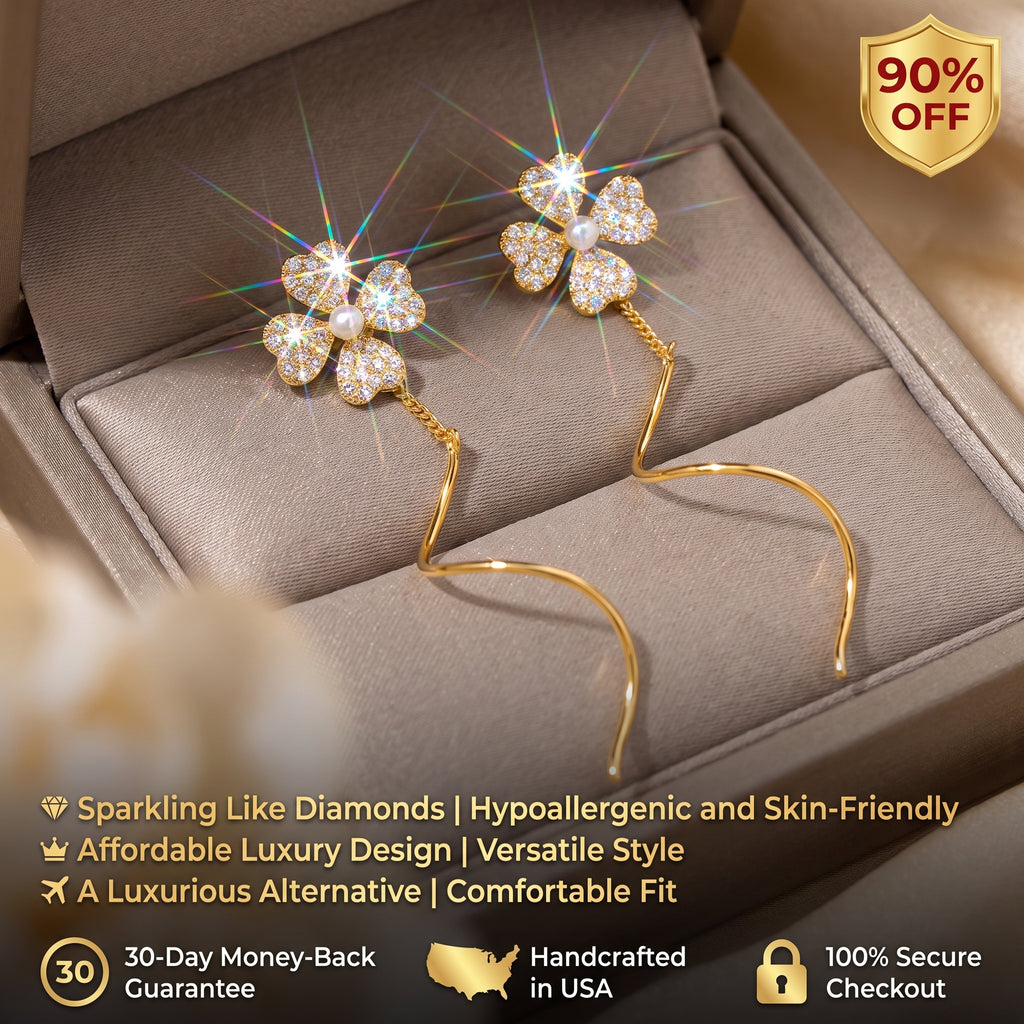 ⚡ 90% OFF Flash Sale-The Lucky Blossom: Moissanite & Pearl Spiral Drop Earrings