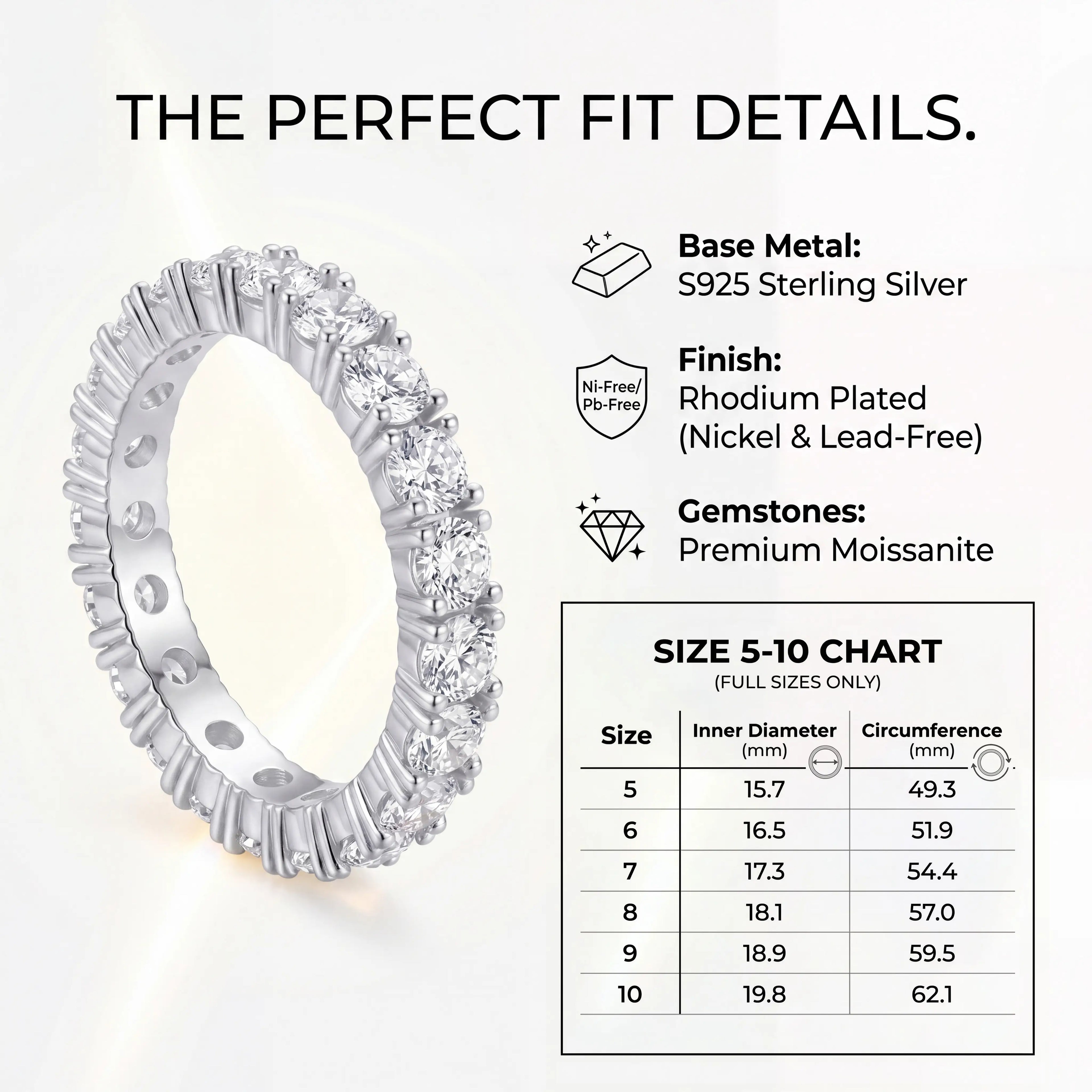 The Timeless Elegance - Premium Moissanite Eternity Band🔥 Final Flash Sale: 90% OFF