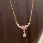 ⚡ 90% OFF Flash Sale: The Blooming Grace: Moissanite Floral & Pear-Drop Necklace
