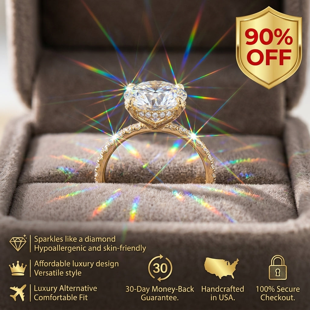 🔥90% OFF Flash Sale:The Crown Jewel: Brilliant Round Moissanite Pavé Ring