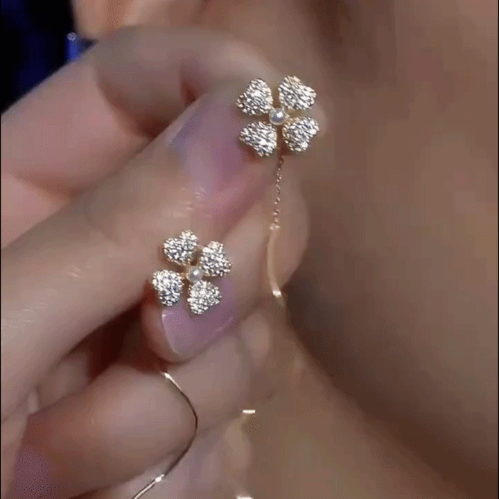 ⚡ 90% OFF Flash Sale-The Lucky Blossom: Moissanite & Pearl Spiral Drop Earrings