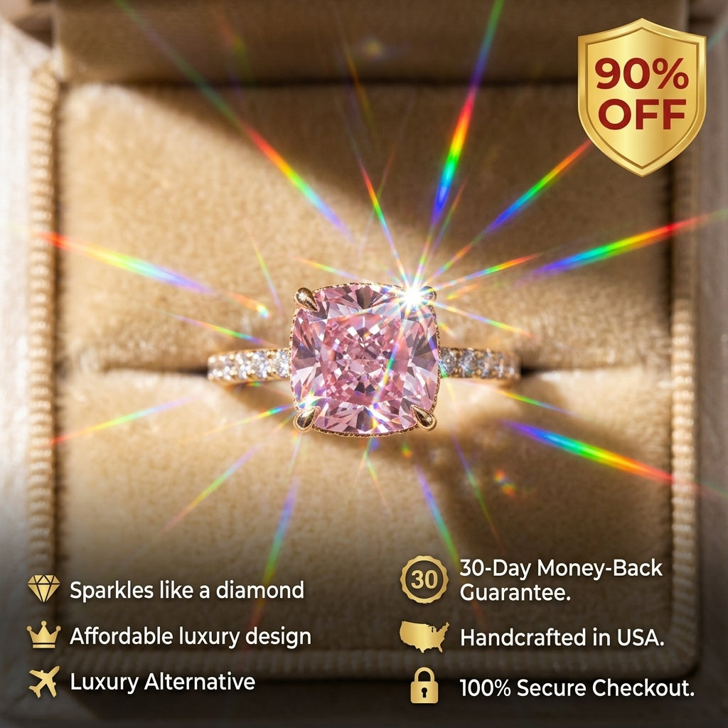 🔥90% OFF Flash Sale:The Blush Cushion: Pink Moissanite Pavé Ring