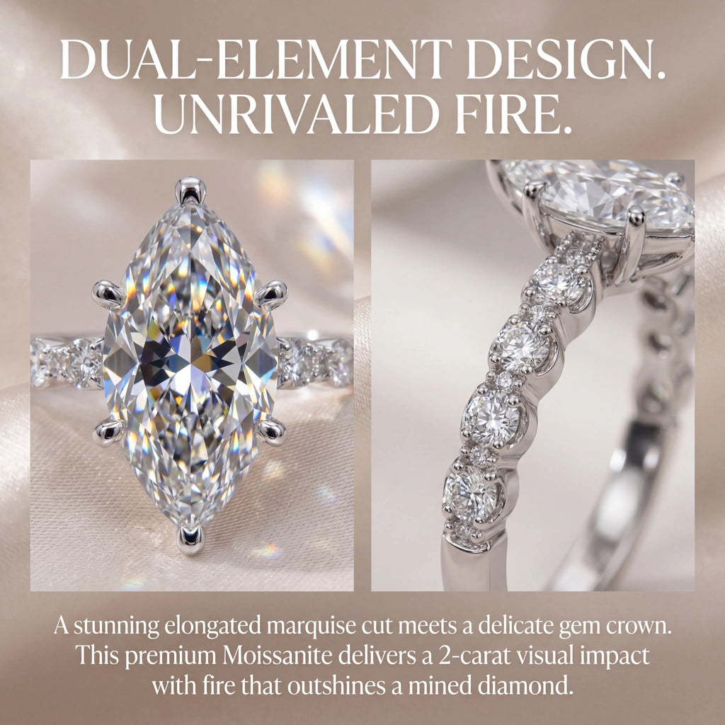 🔥 Last Day Flash Sale — Premium 2-Carat Marquise Moissanite Ring | 90% OFF 🔥