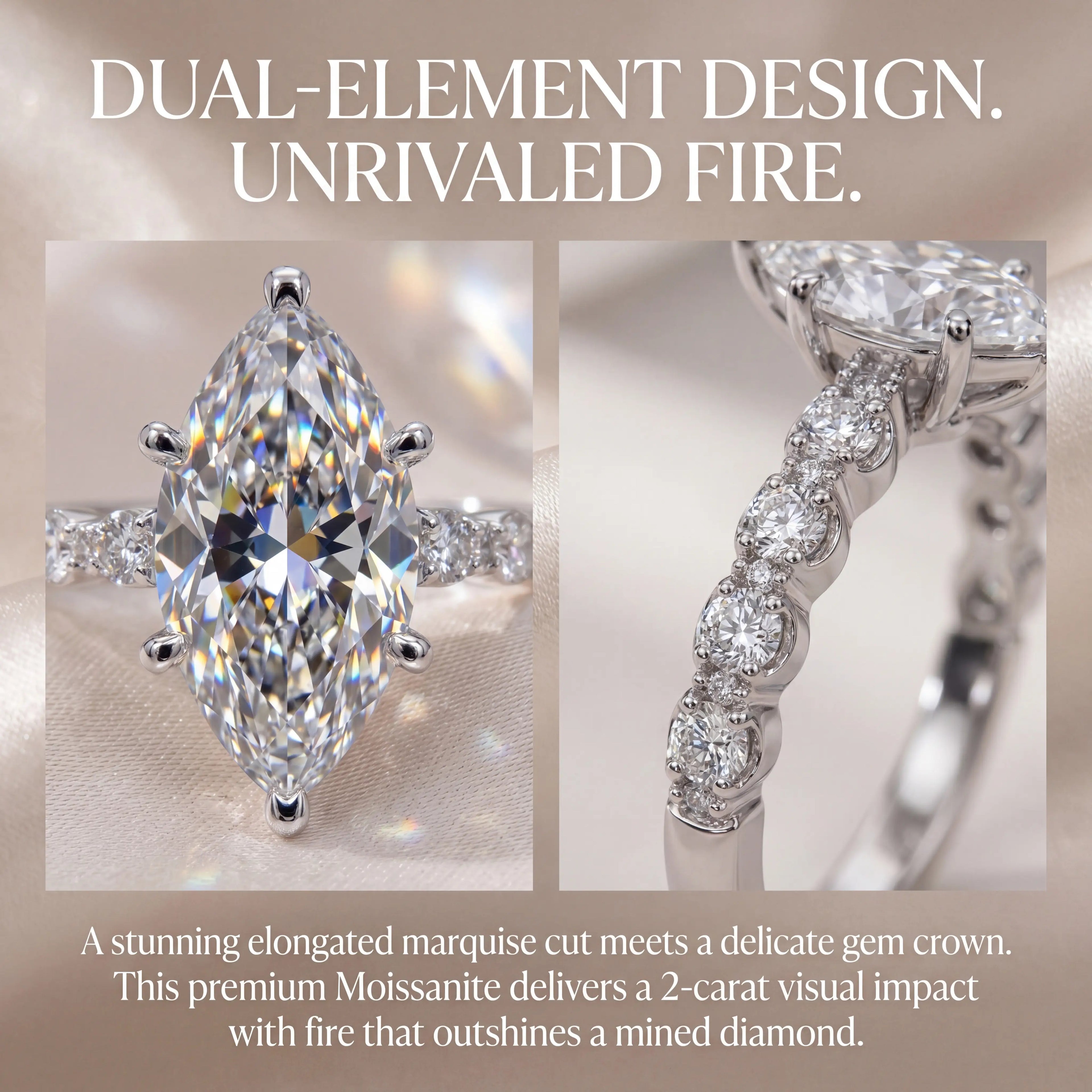 🔥 Last Day Flash Sale — Premium 2-Carat Marquise Moissanite Ring | 90% OFF 🔥