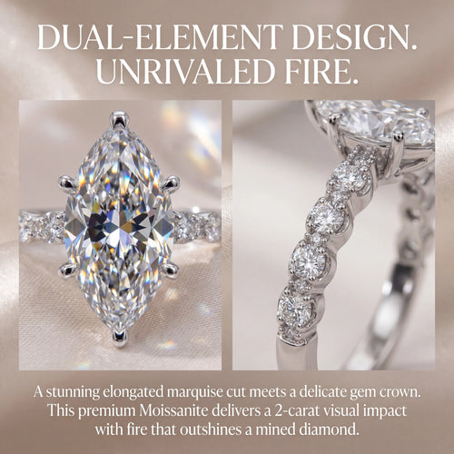 🔥 Last Day Flash Sale — Premium 2-Carat Marquise Moissanite Ring | 90% OFF 🔥