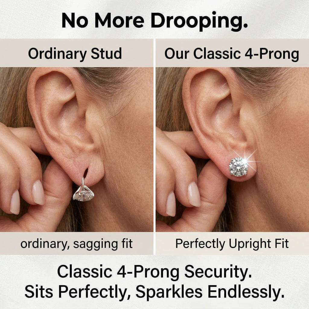 1-6.00 CTW Classic Round Lab-Created Diamond Stud Earrings - Secure 4-Prong & Hypoallergenic-Last Day Sale🔥90% OFF