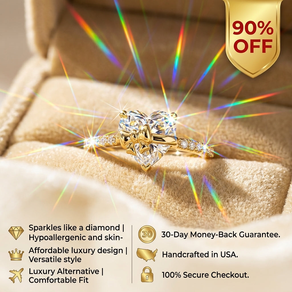 🔥90% OFF Flash Sale:The Wrapped in Love: Heart-Cut Moissanite Bow Ring