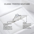 🚨 LAST DAY 90% OFF- Premium 2ct Moissanite Travel Ring - Classic Twisted Band (Passes Diamond Tester)