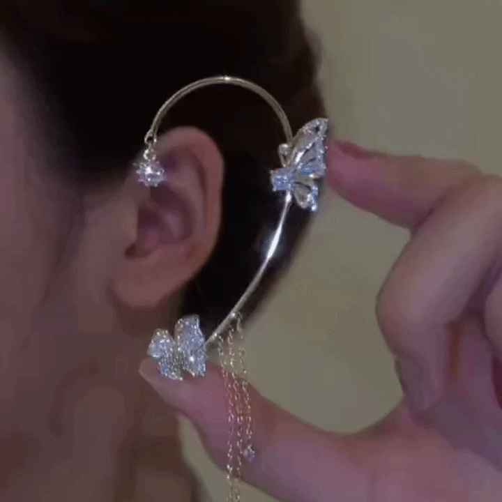 🔥 90% OFF Flash Sale: The Enchanted Flora: Moissanite Butterfly & Clover Ear Wrap