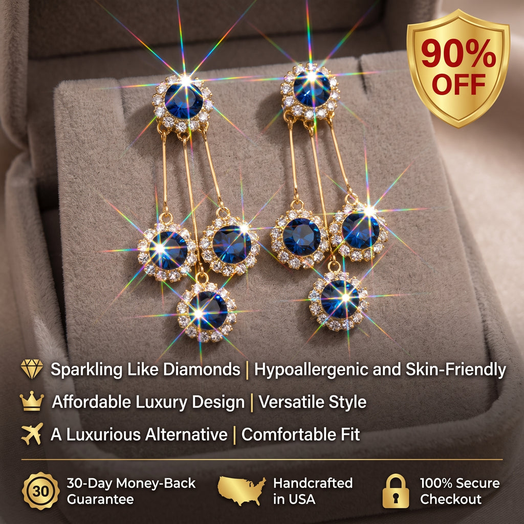 ⚡ 90% OFF Flash Sale-The Royal Sapphire: Moissanite Chandelier Drop Earrings