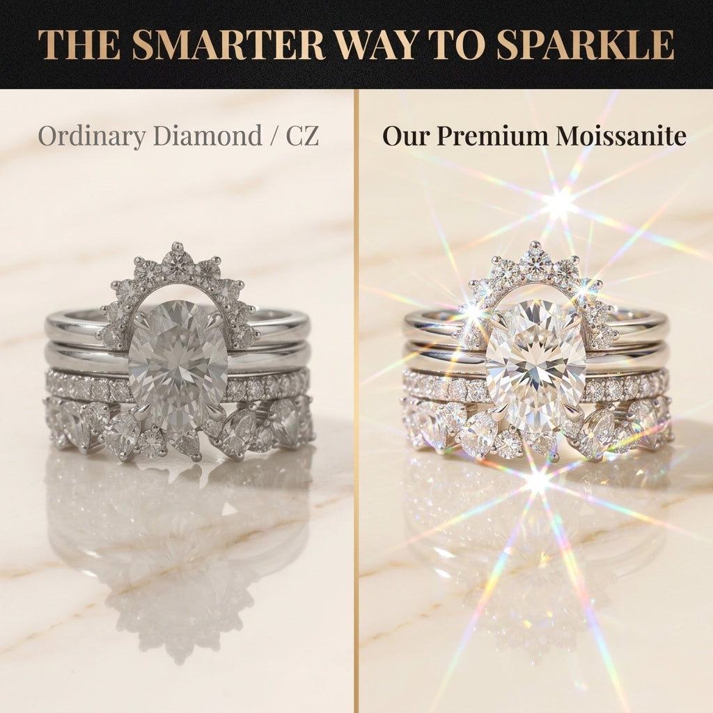 Flawless Brilliance: Oval Moissanite Stackable Statement Ring | 🔥90% OFF Limited Time, Last Day!