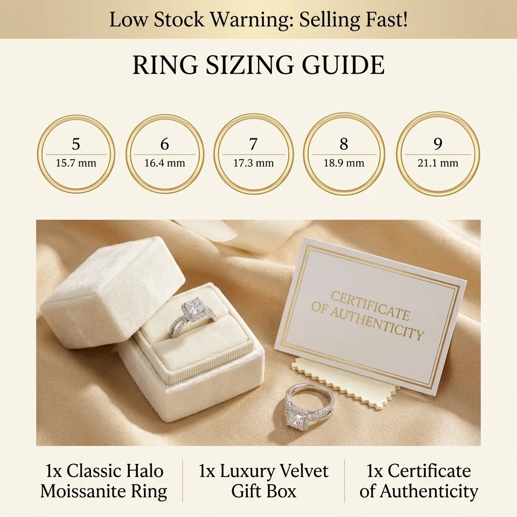🔥 LAST DAY 90% OFF: Halo Brilliance Travel-Safe Flawless Moissanite Classic Cushion Halo Ring in 925 Sterling Silver