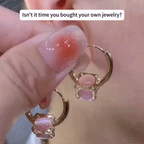 🔥90% OFF Flash Sale: The Blush Aura: Moissanite & Pink Cube Hoop Earrings