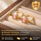 🔥90% OFF Flash Sale: The Blush Aura: Moissanite & Pink Cube Hoop Earrings