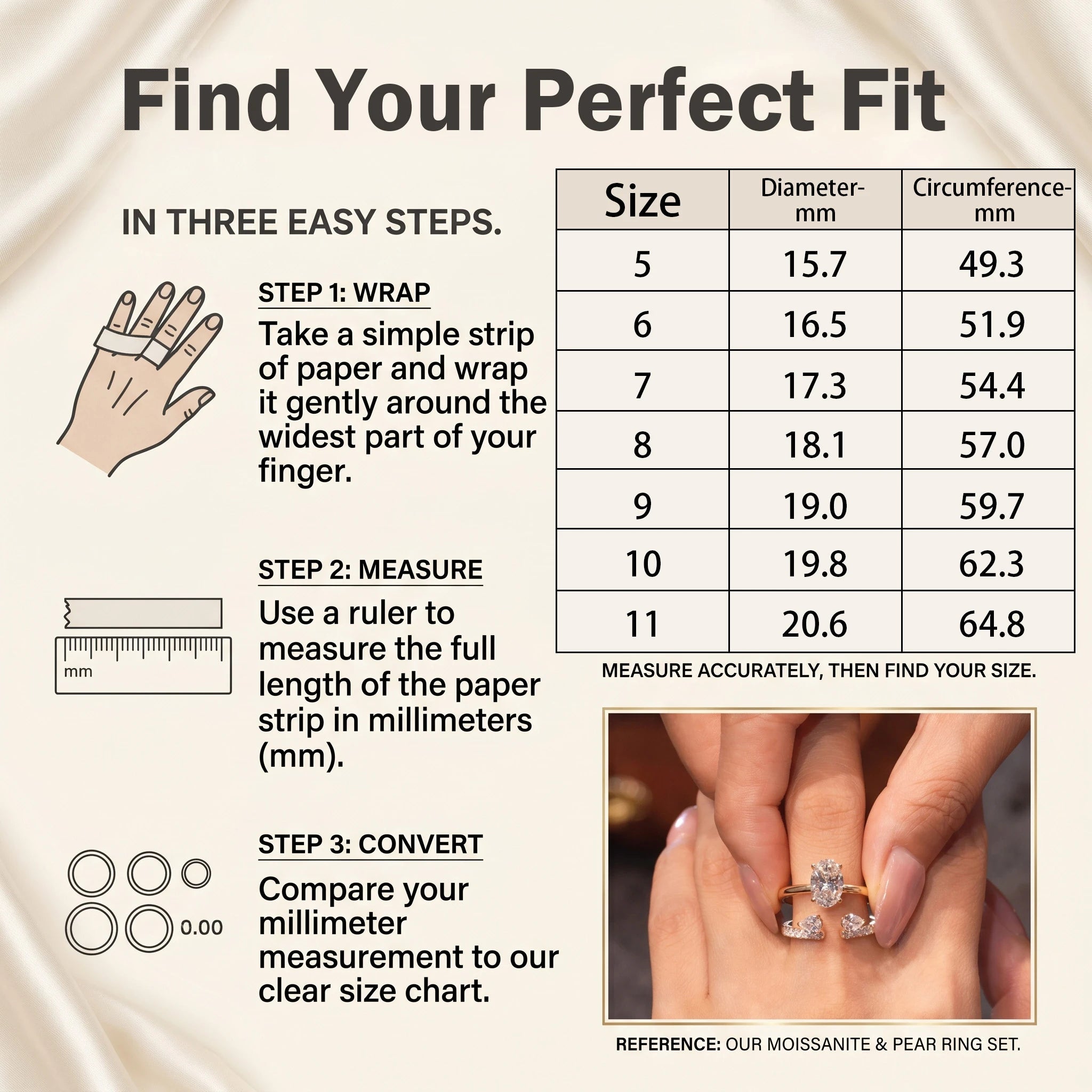 🔥 LAST DAY 90% OFF: Perfect Nesting Comfort-Fit Flawless Moissanite Oval & Pear Ring Set in 14K