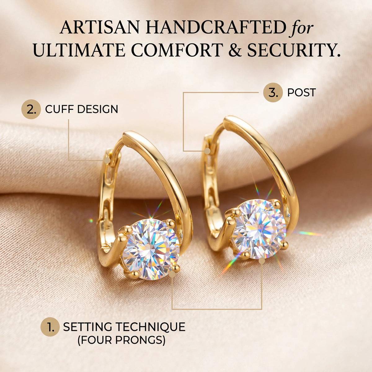 🔥 LAST DAY 90% OFF: The Signature "Everlasting Brilliance" 18K Gold Huggies