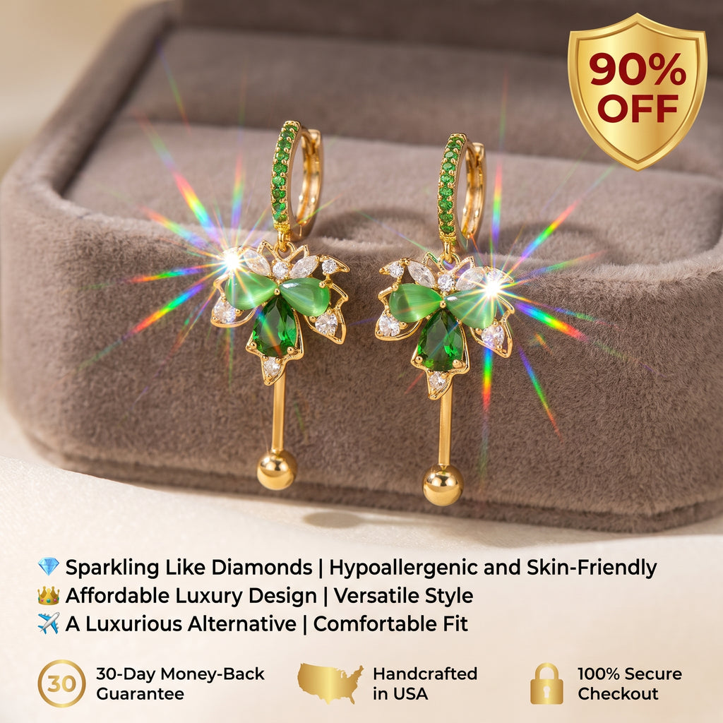 🔥 90% OFF Flash Sale: The Emerald Fern: Dynamic Moissanite & Green Stone Drop Earrings
