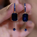 ⚡ 90% OFF Flash Sale: The Royal Midnight: Sapphire-Hued Moissanite Drop Earrings