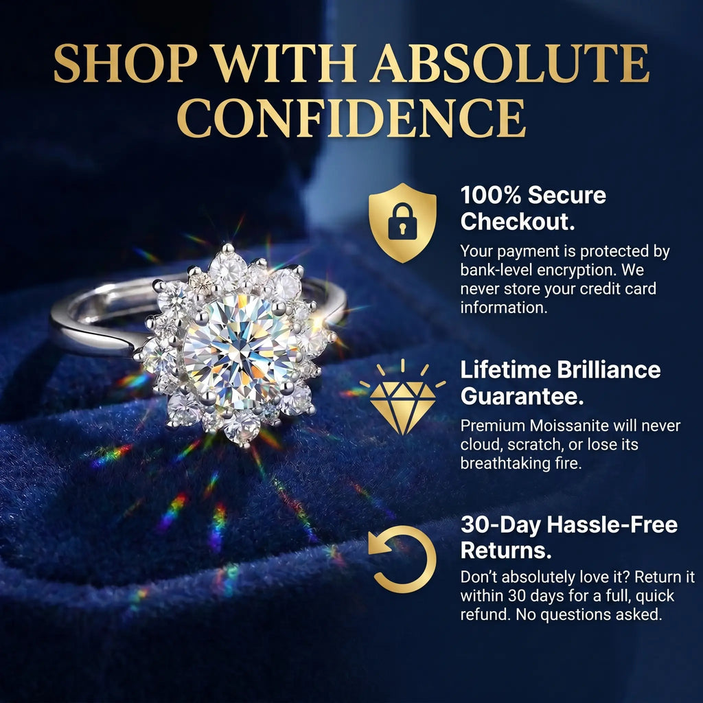 🔥Today Only: 90% OFF-2-Carat Moissanite Sunflower Halo Adjustable Ring