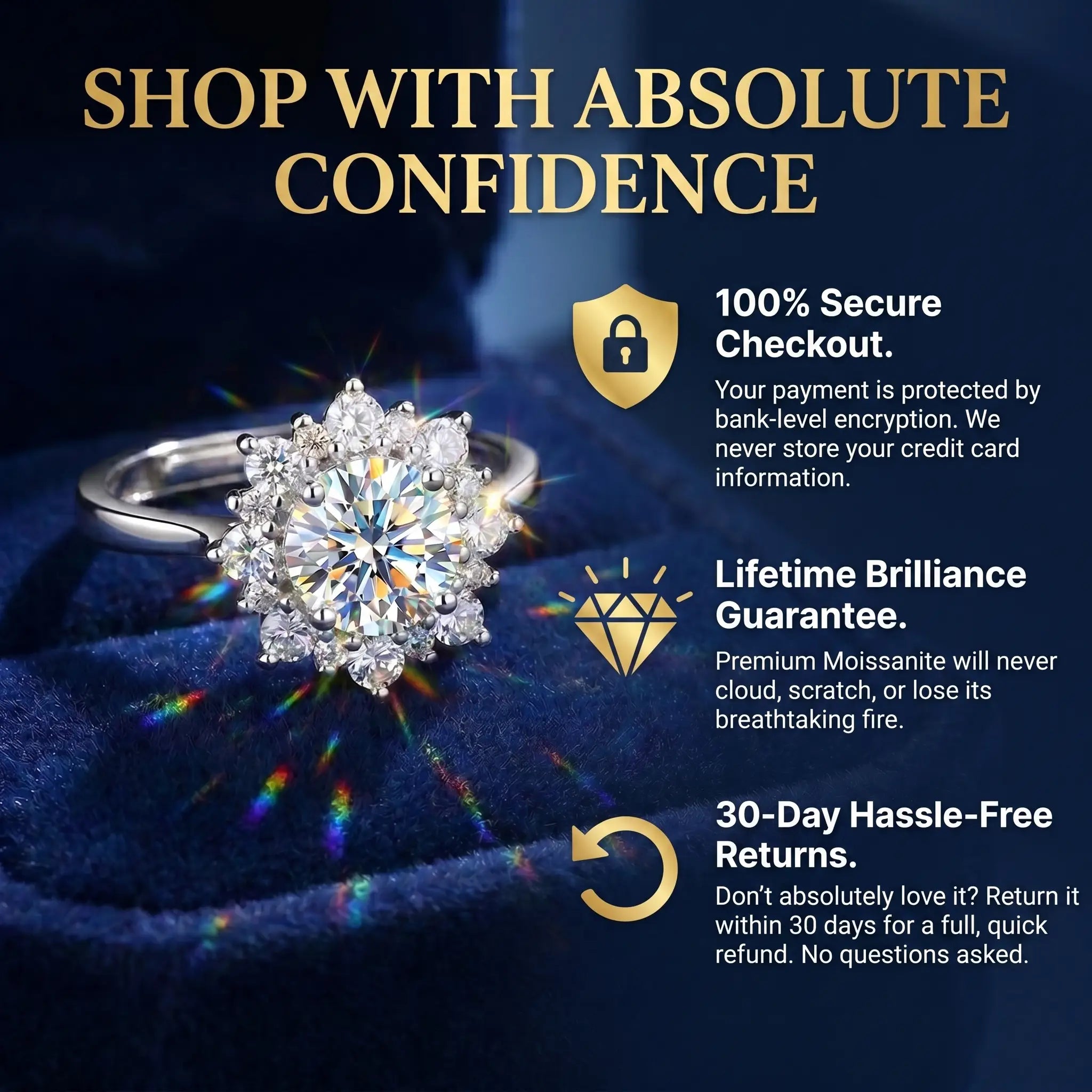 🔥Today Only: 90% OFF-2-Carat Moissanite Sunflower Halo Adjustable Ring