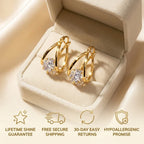 🔥🔥 LAST DAY 90% OFF: 1-Second Easy-Snap VVS1 Flawless Moissanite Suspended Hoop Earrings in Triple 14K Gold over 925 Silver