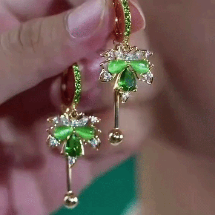 🔥 90% OFF Flash Sale: The Emerald Fern: Dynamic Moissanite & Green Stone Drop Earrings