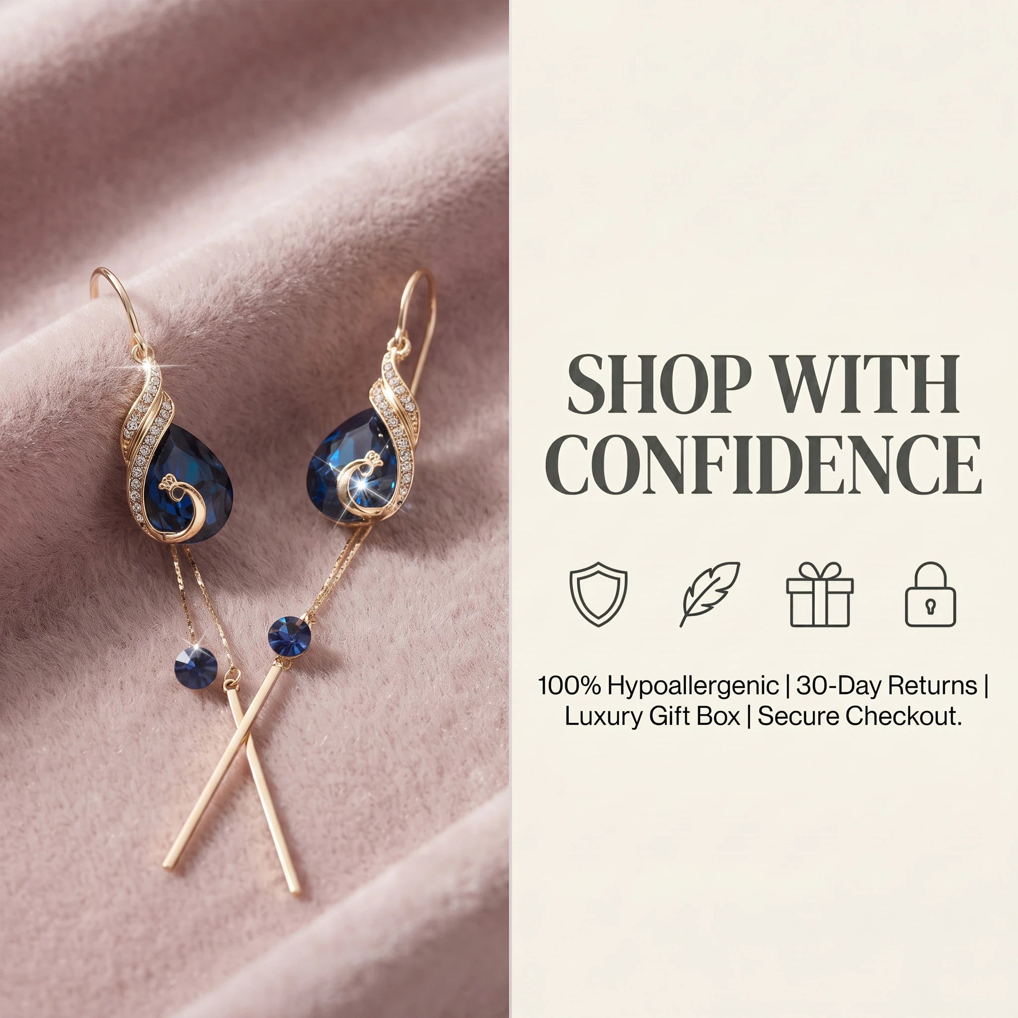 ⚡ 90% OFF Flash Sale: The Royal Peacock: Sapphire-Hued Teardrop Drop Earrings
