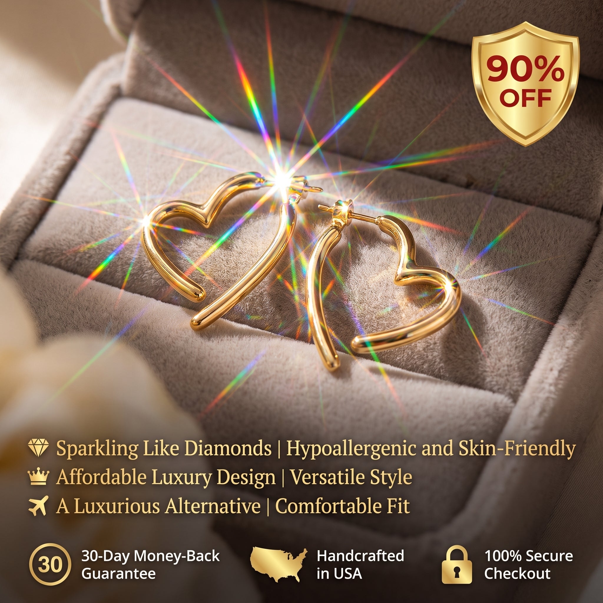 ⚡ 90% OFF Flash Sale-The Modern Romance: Radiant Open Heart Hoop Earrings