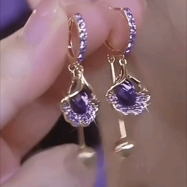 The Amethyst Fan: Luminous Purple Drop Huggie Earrings-90% OFF Flash Sale🔥