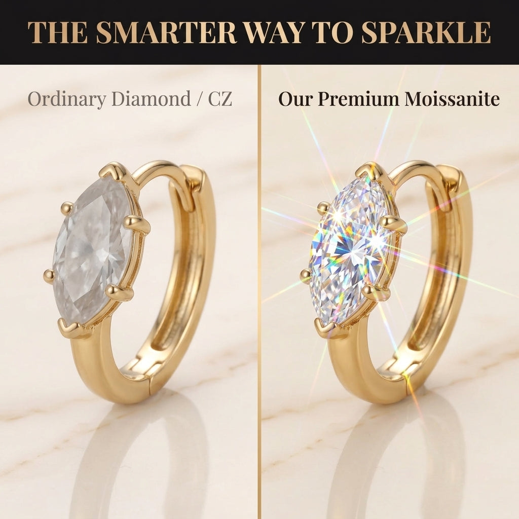 The Timeless Brilliance: Marquise Premium Moissanite Hoop Earrings--Last Day Sale🔥90% OFF