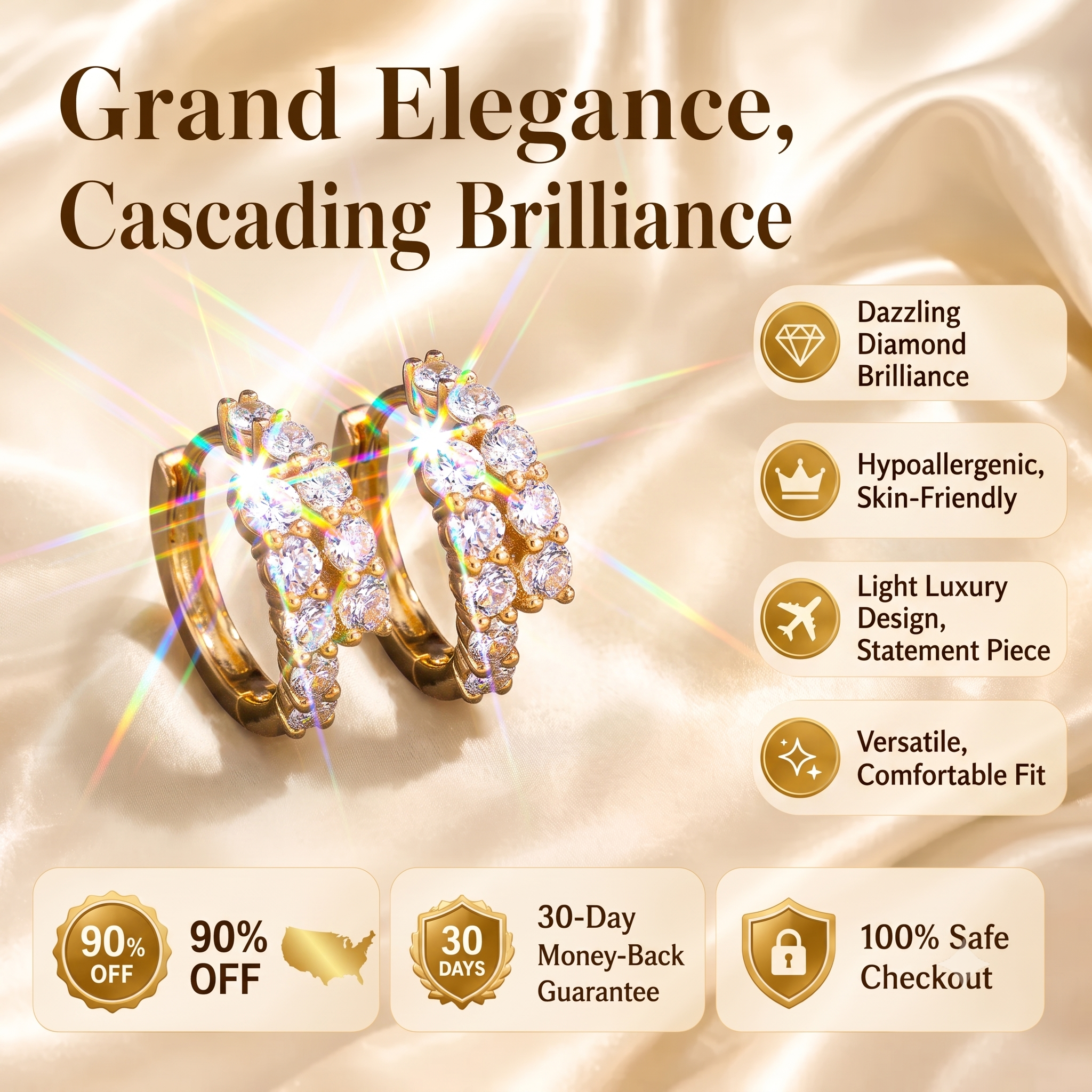 Grand Elegance: Premium Moissanite Double-Row Hoops--Last Day Sale🔥90% OFF