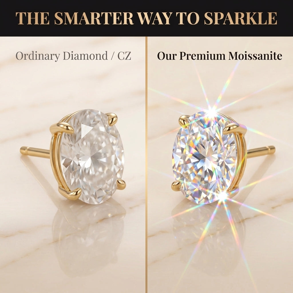 Grand Elegance: Oval Premium Moissanite Stud Earrings--Last Day Sale🔥90% OFF