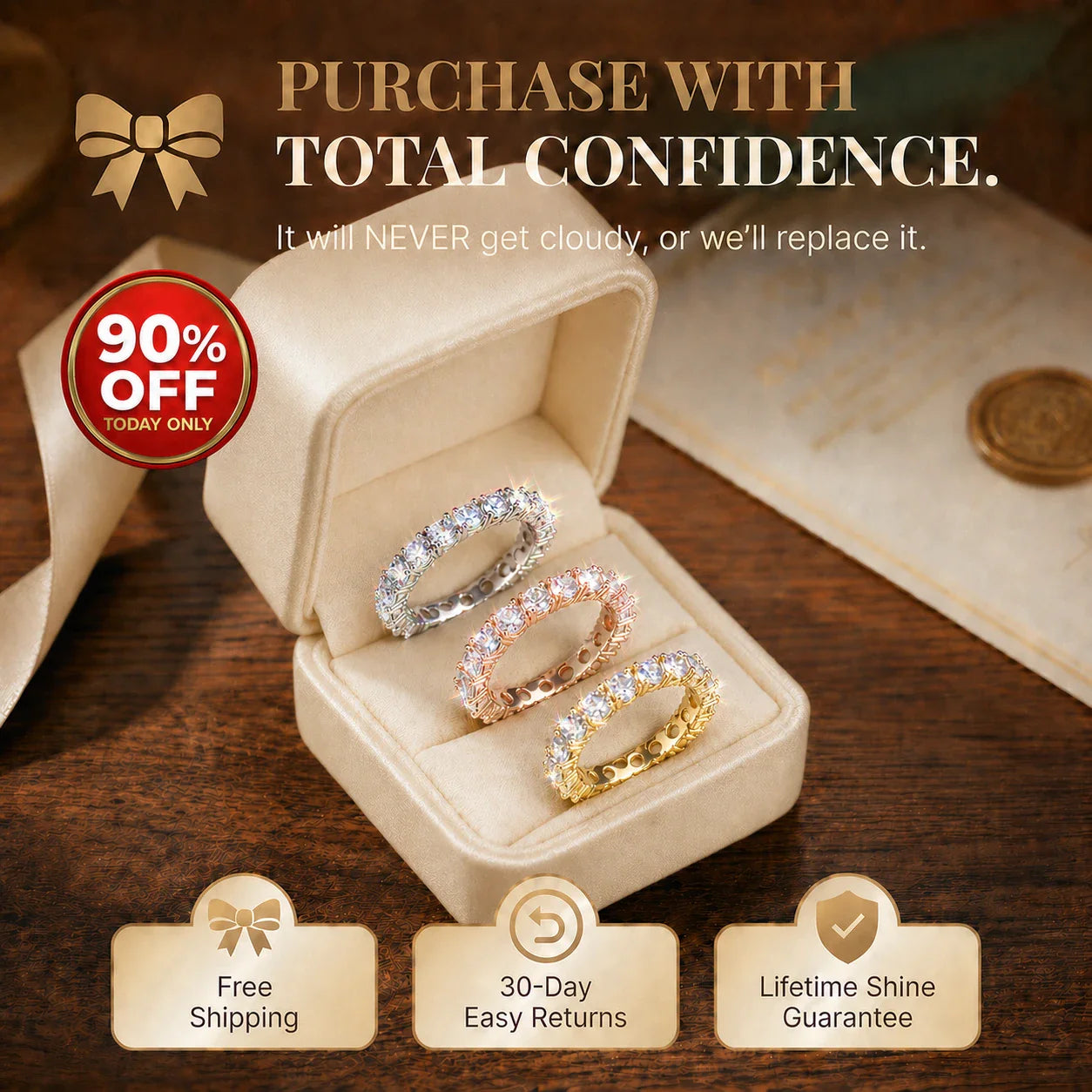 The Timeless Elegance - Premium Moissanite Eternity Band🔥 Final Flash Sale: 90% OFF