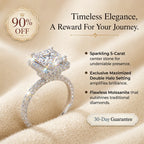 🔥 LAST DAY 90% OFF: Timeless Maximized Double Halo Flawless 5-Carat Moissanite Ring in 18K White Gold Plated