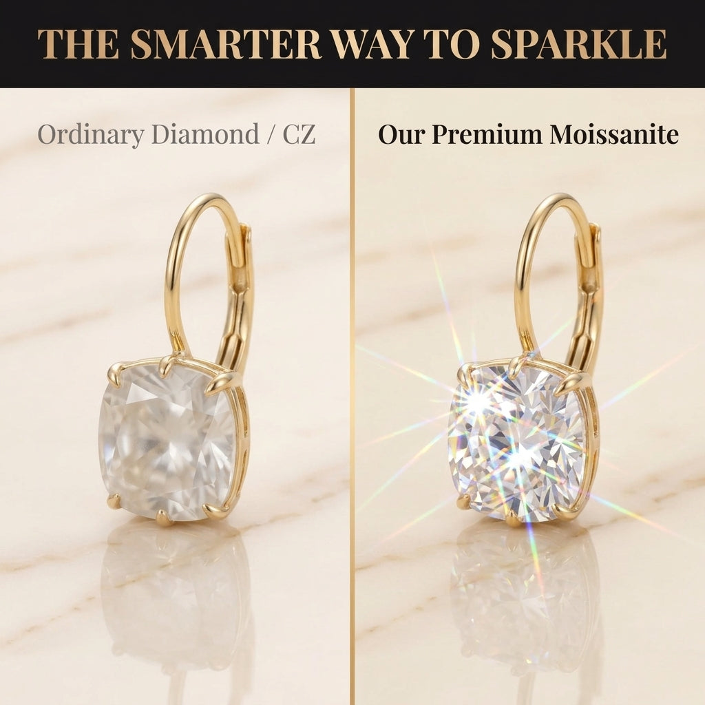 Grand Elegance: Premium Cushion-Cut Moissanite Earrings--Last Day Sale🔥90% OFF