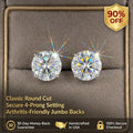 1-6.00 CTW Classic Round Lab-Created Diamond Stud Earrings - Secure 4-Prong & Hypoallergenic-Last Day Sale🔥90% OFF