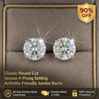 1-6.00 CTW Classic Round Lab-Created Diamond Stud Earrings - Secure 4-Prong & Hypoallergenic-Last Day Sale🔥90% OFF