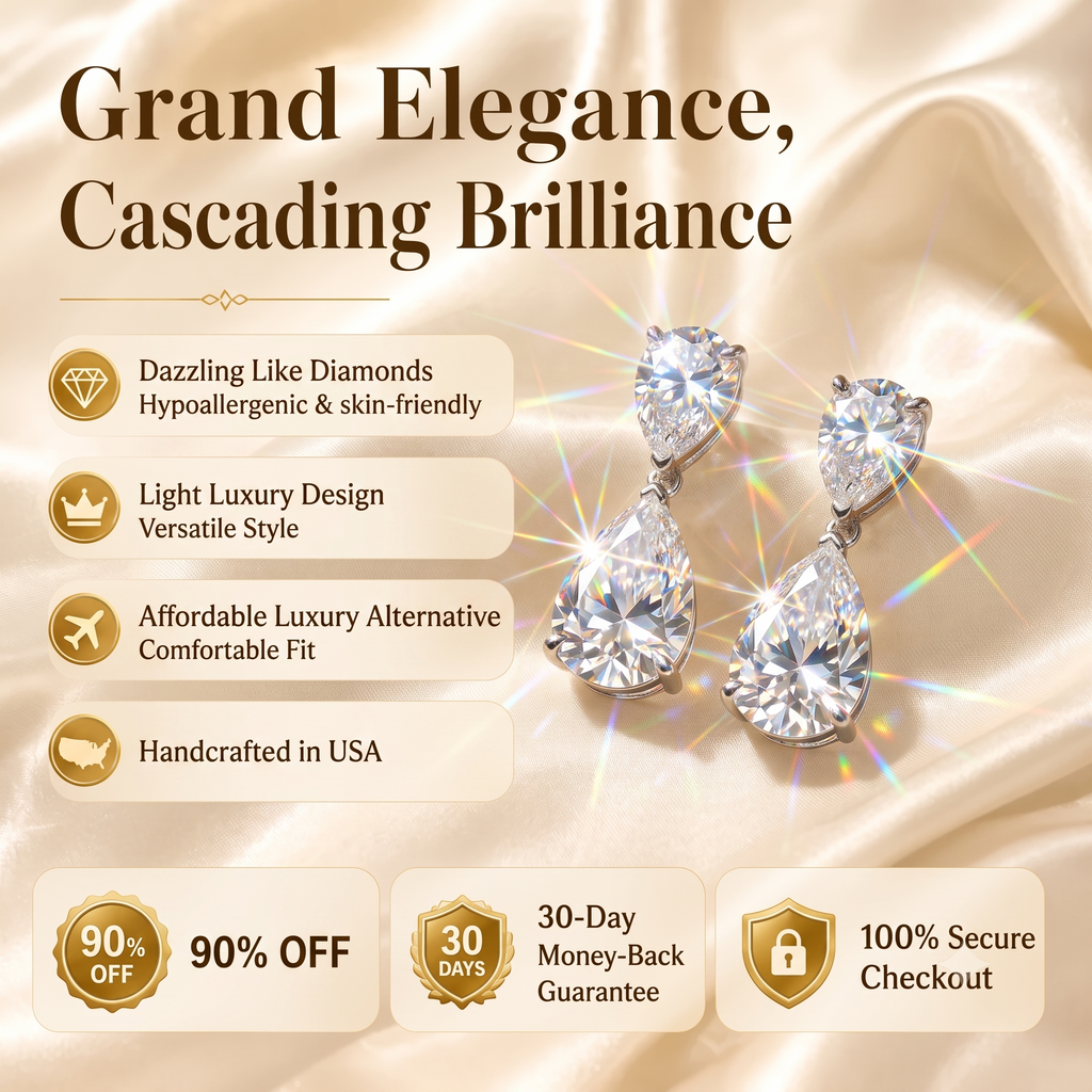 Grand Elegance: Pear-Cut Premium Moissanite Drop Earrings--Last Day Sale🔥90% OFF