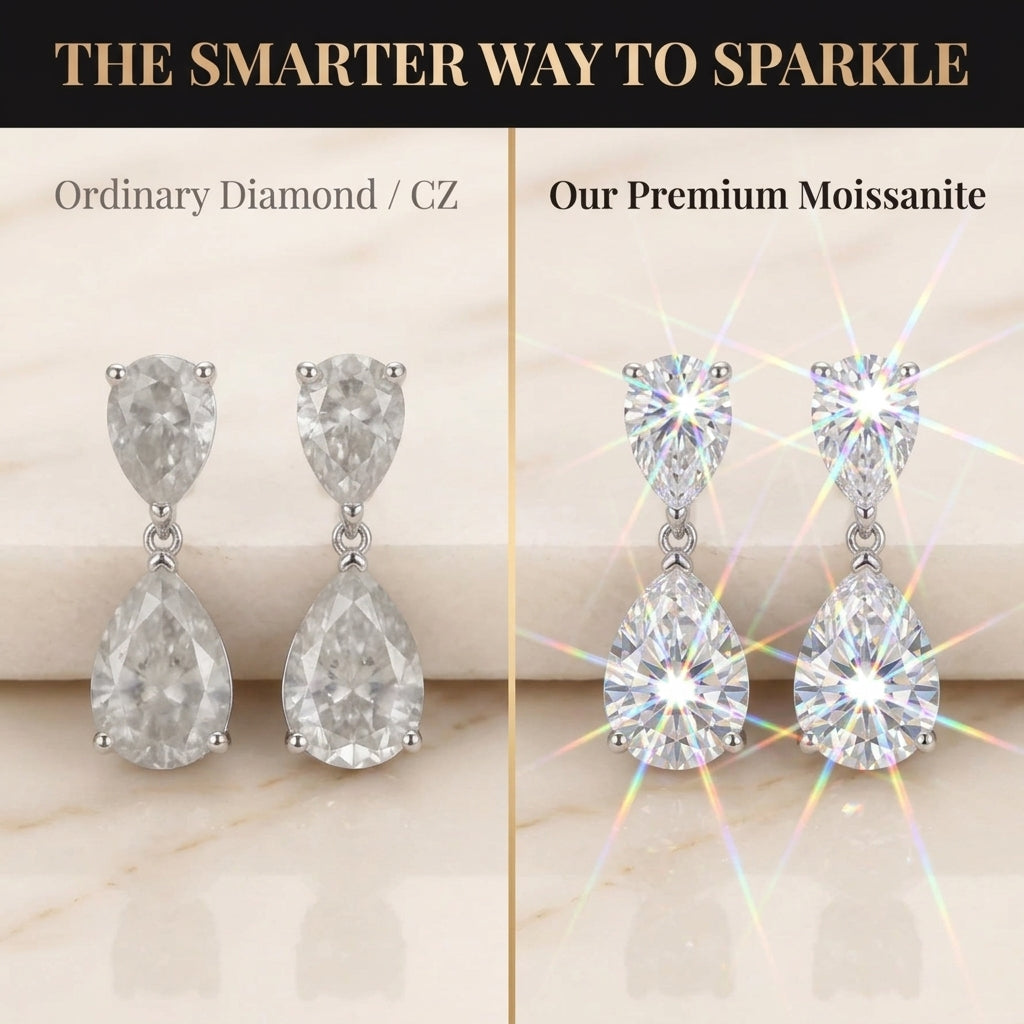 Grand Elegance: Pear-Cut Premium Moissanite Drop Earrings--Last Day Sale🔥90% OFF