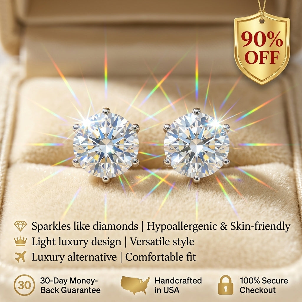 Classic Brilliance: 6-Prong Round Premium Moissanite Stud Earrings--Last Day Sale🔥90% OFF