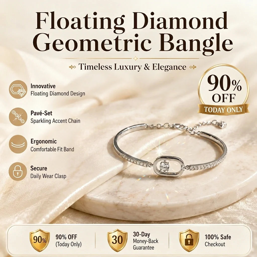 🔥 LAST DAY 90% OFF : Floating Diamond Geometric Bangle – Timeless Luxury &amp; Kinetic Brilliance