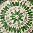 Handcrafted Woven Rattan and Green Shell Mandala Tray